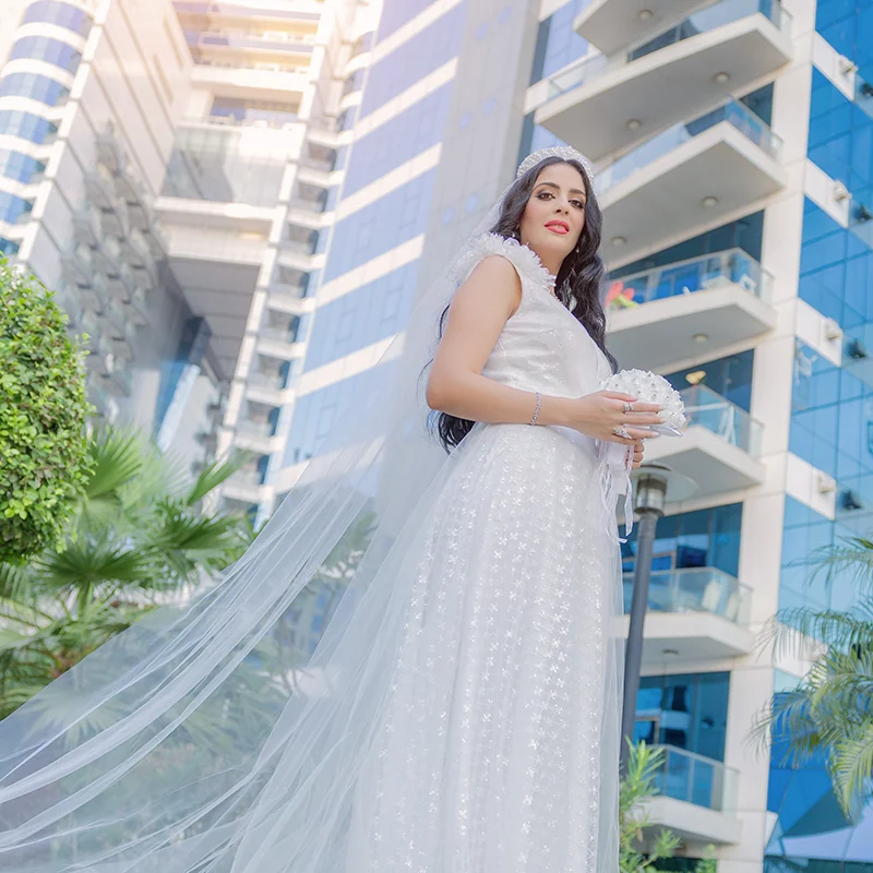 Full-length bridal portrait in Dubai
